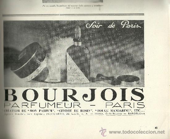 Coleccionismo de revistas y peri&oacute;dicos: Publicidad cosm&eacute;tica: perfume Soir de Paris de Bourjois - 1930