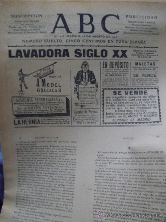 Coleccionismo de Revistas y Peri&oacute;dicos: PERIODICO ABC N&ordm; 225 A&Ntilde;O 1905 A&Ntilde;O DE SU FUNDACION  ACTUALIDAD MUNDIAL