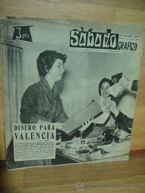 Coleccionismo de revistas y peri&oacute;dicos: revista sabado grafico n&ordm; 56 - octubre de 1957 - inundaciones de valencia - sofia loren