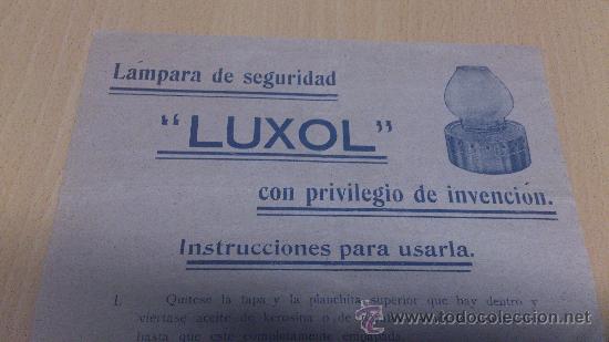 Collectionnisme de Revues et Journaux: ANTIGUA PUBLICIDAD LAMPARA DE SEGURIDAD LUXOL