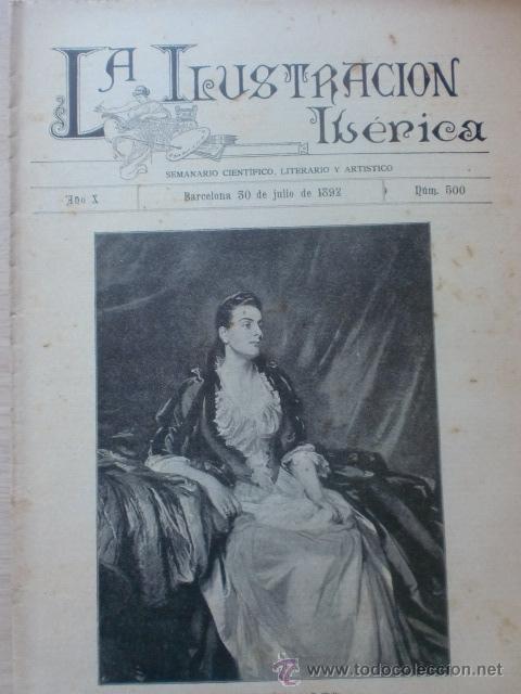 Coleccionismo de Revistas y Peri&oacute;dicos: REVISTA LA ILUSTRACION IBERICA. A&Ntilde;O X. N&ordm; 500. BARCELONA 30 JULIO 1892. VER DESCRIPCION
