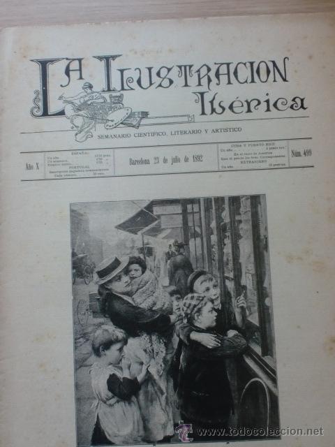 Coleccionismo de Revistas y Peri&oacute;dicos: REVISTA LA ILUSTRACION IBERICA. A&Ntilde;O X. N&ordm; 499. BARCELONA 23 JULIO 1892. VER DESCRIPCION