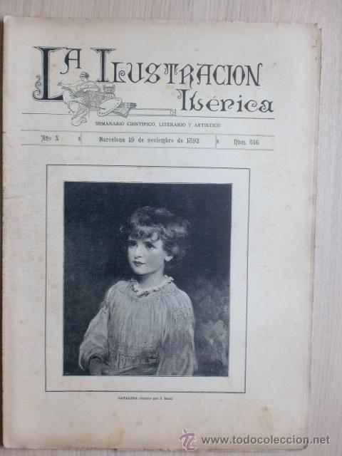 Coleccionismo de Revistas y Peri&oacute;dicos: REVISTA LA ILUSTRACION IBERICA. A&Ntilde;O X. N&ordm; 516. BARCELONA. 19 NOVIEMBRE 1892. VER DESCRIPCION