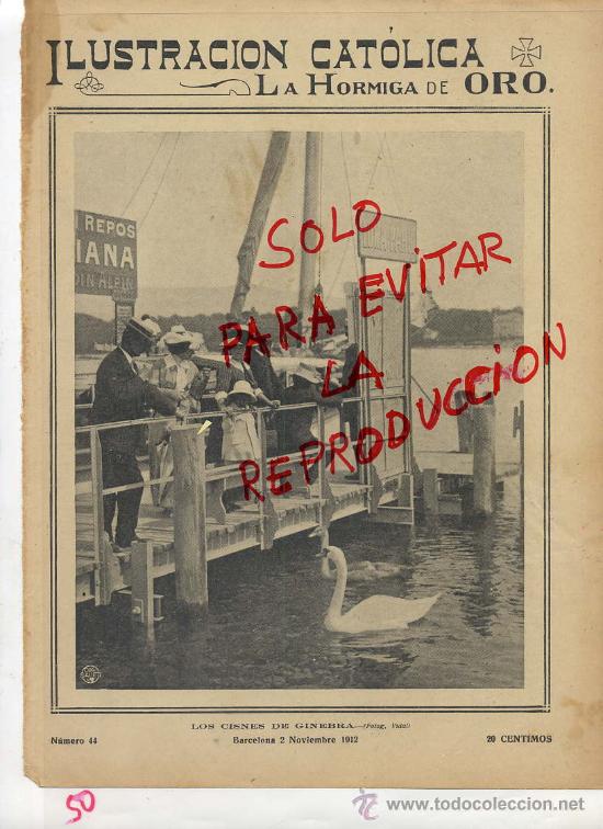 Coleccionismo de revistas y peri&oacute;dicos: GINEBRA 1912 SUIZA LOS CISNES DEL LAGO HOJA PORTADA REVISTA
