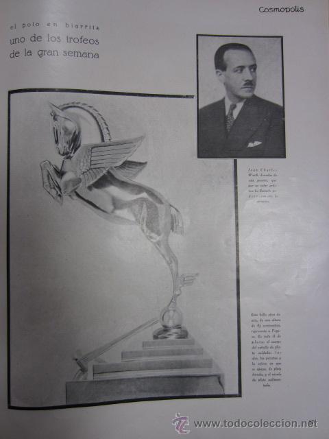 Coleccionismo de Revistas y Peri&oacute;dicos: Pegaso de plata , trofeo de polo donado por Jean Charles Woth - 1930