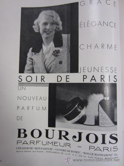 Coleccionismo de revistas y peri&oacute;dicos: Publicidad cosm&eacute;tica: perfumes Bourjois  - 1930