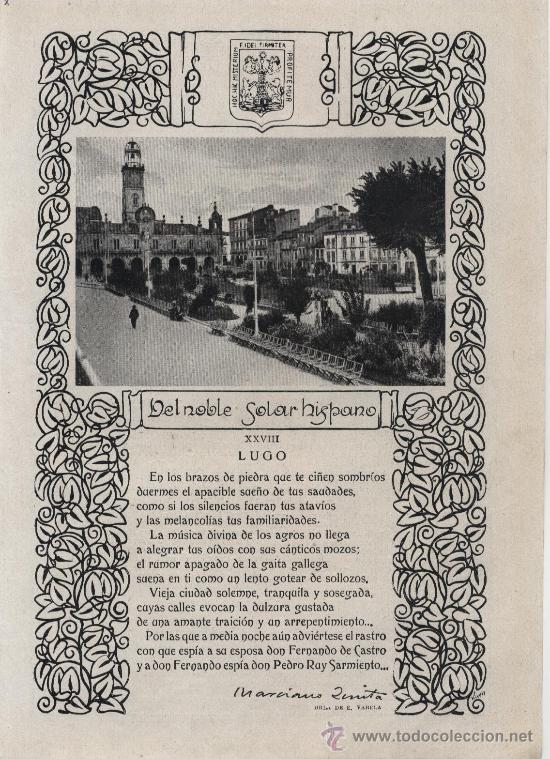 Coleccionismo de revistas y peri&oacute;dicos: Del noble solar hispano: Lugo / versos de Marciano Zurita con orla de Varela - 1918