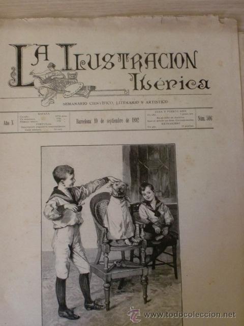 Coleccionismo de Revistas y Peri&oacute;dicos: REVISTA LA ILUSTRACION IBERICA. A&Ntilde;O X. N&ordm; 506. BARCELONA. 10 SEPTIEMBRE 1892. VER DESCRIPCION