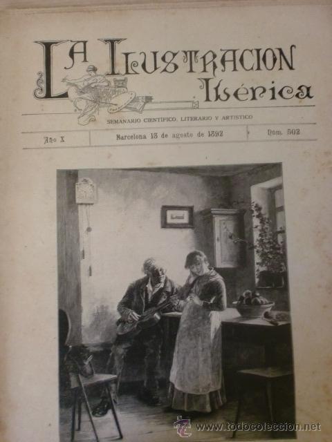 Coleccionismo de Revistas y Peri&oacute;dicos: REVISTA LA ILUSTRACION IBERICA. A&Ntilde;O X. N&ordm; 502. BARCELONA. 13 AGOSTO 1892. VER DESCRIPCION