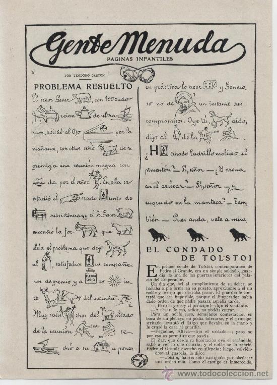Coleccionismo de revistas y peri&oacute;dicos: Problema resuelto/ cuento con pictogramas de Teodoro Gasc&oacute;n - 1918