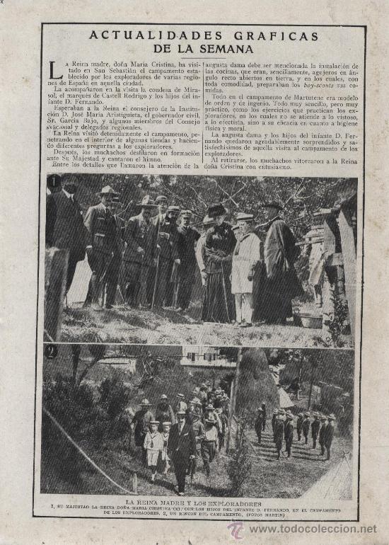 Colecionismo de Revistas e Jornais: * SAN SEBASTI&Aacute;N *  ESCUTISMO * BOY SCOUTS * La reina madre y los exploradores  - 1918