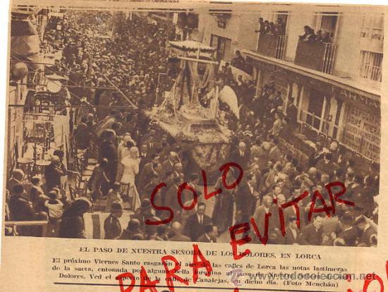 Coleccionismo de Revistas y Peri&oacute;dicos: LORCA 1935 MURCIA VIERNES SANTO VIRGEN DE LOS DOLORES RETAL HOJA REVISTA