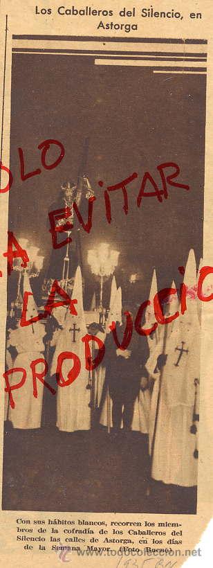 Coleccionismo de Revistas y Peri&oacute;dicos: ASTORGA 1935 LEON SEMANA SANTA CABALLEROS DEL SILENCIO HOJA REVISTA