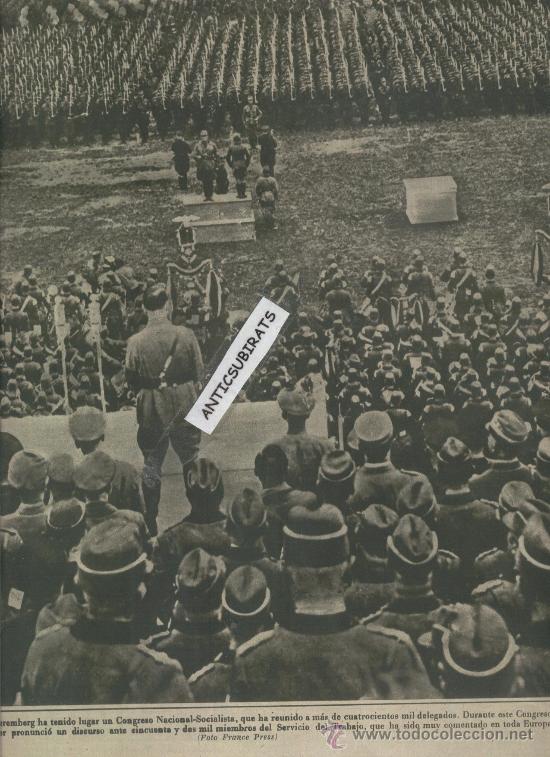 Collectionnisme de Revues et Journaux: LA VANGUARDIA A&Ntilde;O 1934 EL CONGRESO NACIONAL SOCIALISTA DE NUREMBERG HITLER FASCISMO DISCURSO