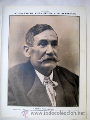 Coleccionismo de revistas y peri&oacute;dicos: Antigua hoja revista : D.BENITO P&Eacute;REZ GALD&Oacute;S. 1914. SALAZAR (Fot)