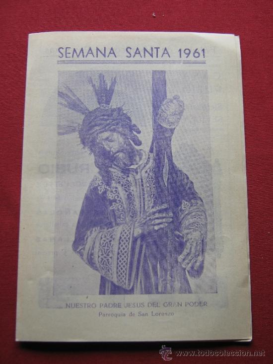 Coleccionismo de Revistas y Peri&oacute;dicos: PROGRAMA DEL DIA - SEMANA SANTA SEVILLA 1961 - PUBLICIDAD CASA RUBIO - VER ADICIONALES