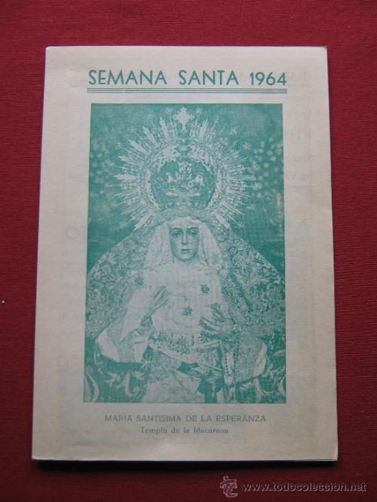 Coleccionismo de Revistas y Peri&oacute;dicos: PROGRAMA DEL DIA - SEMANA SANTA SEVILLA 1964 - PUBLICIDAD CASA RUBIO - VER ADICIONALES