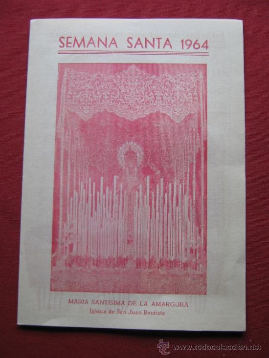 Coleccionismo de Revistas y Peri&oacute;dicos: PROGRAMA DEL DIA - SEMANA SANTA SEVILLA 1964 - PUBLICIDAD CASA RUBIO - VER ADICIONALES