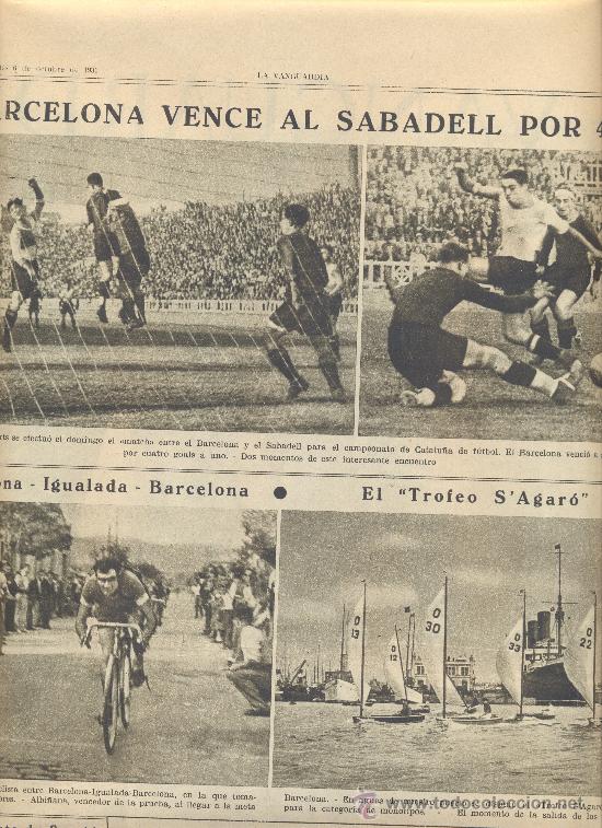 Coleccionismo de Revistas y Peri&oacute;dicos: LA VANGUARDIA A&Ntilde;O 1935 F.C. BARCELONA BAR&Ccedil;A SABADELL S' AGARO IGUALADA CICLISMO FUTBOL