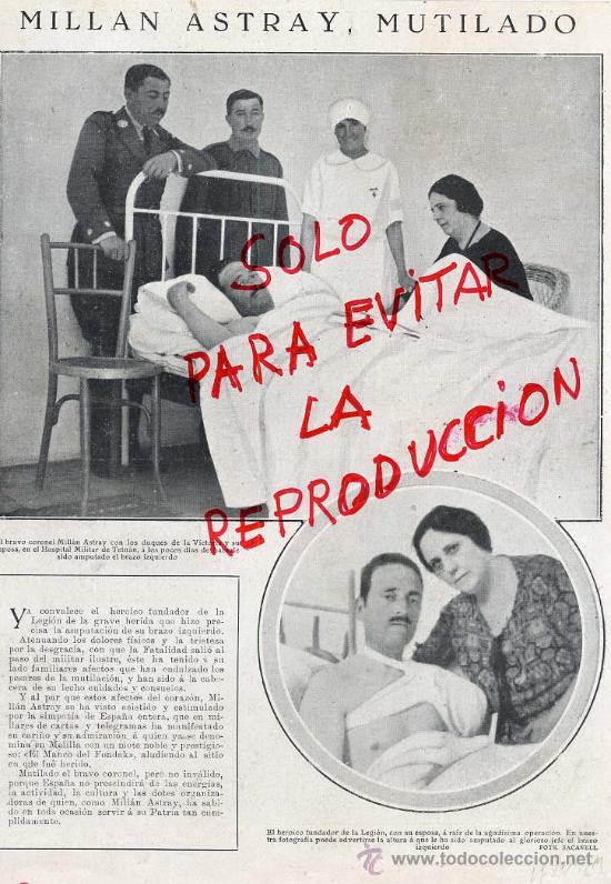 Coleccionismo de revistas y peri&oacute;dicos: MILLAN ASTRAY 1924 FUNDADOR LEGION MUTILADO HOJA REVISTA
