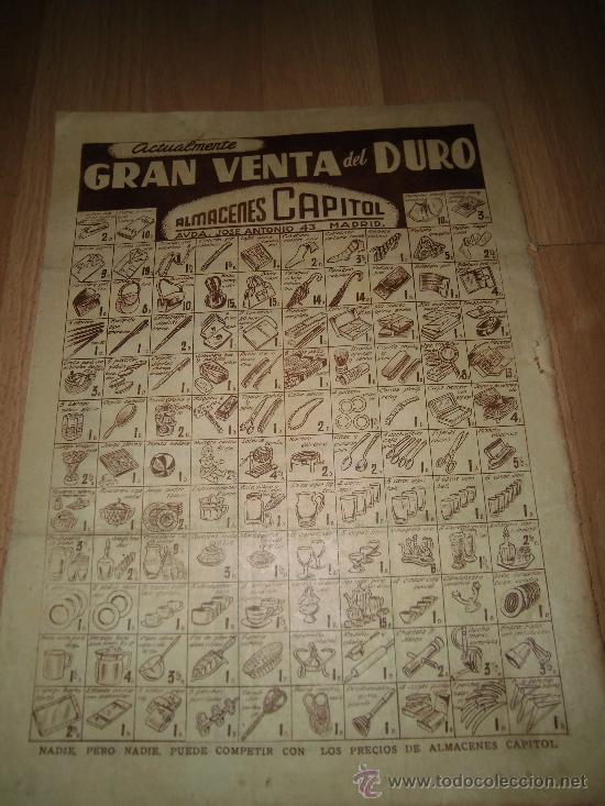 Coleccionismo de revistas y peri&oacute;dicos: ALMACENES CAPITOL GRAN VENTA DEL DURO PUBLICIDAD  HOJA REVISTA ABC 1949