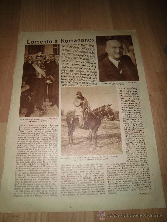 Coleccionismo de revistas y peri&oacute;dicos: COMENTO A ROMANONES  HOJA REVISTA ABC 1949