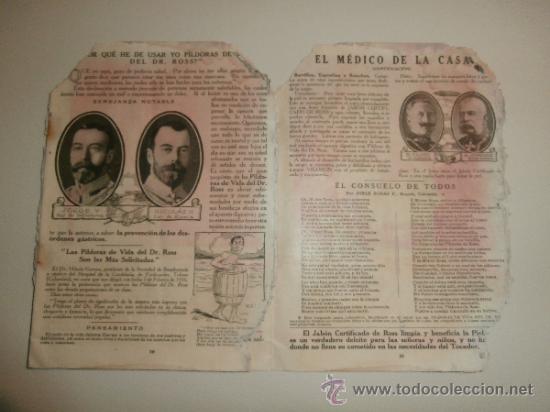 Coleccionismo de revistas y peri&oacute;dicos: Antiguo almanaque de farmacia / medicina - P&iacute;ldoras del Doctor Ross (1916)