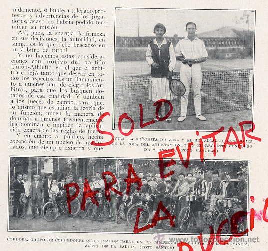 Coleccionismo de revistas y peri&oacute;dicos: AVILA 1926 TENIS CONCURSO-CORDOBA CICLISMO HOJA REVISTA