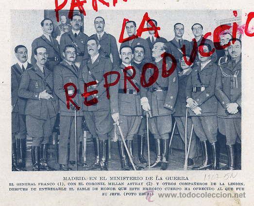 Coleccionismo de Revistas y Peri&oacute;dicos: MADRID 1927 MILITARES DE LA LEGION FRANCO -MILLAN ASTRAY RETAL HOJA REVISTA