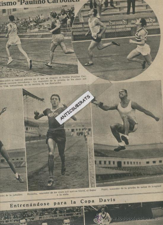 Coleccionismo de revistas y peri&oacute;dicos: VANGUARDIA 1936 ATLETISMO TROFEO PAULINO CARBONELL PUJOL BUENDIA JABALINA ELGORRIAGA SARDINAS MASSO