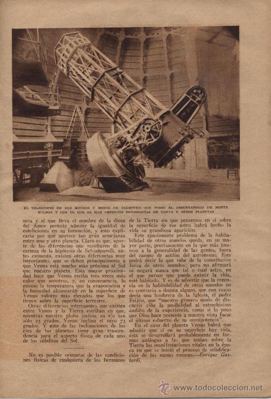 Coleccionismo de revistas y peri&oacute;dicos: * ASTRONOM&Iacute;A * El planeta Venus / por Enrique Gastardi- 1933