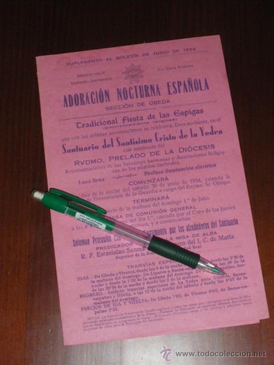Coleccionismo de revistas y peri&oacute;dicos: ADORACION NOCTURNA ESPA&Ntilde;OLA, SECCION DE UBEDA 1934.