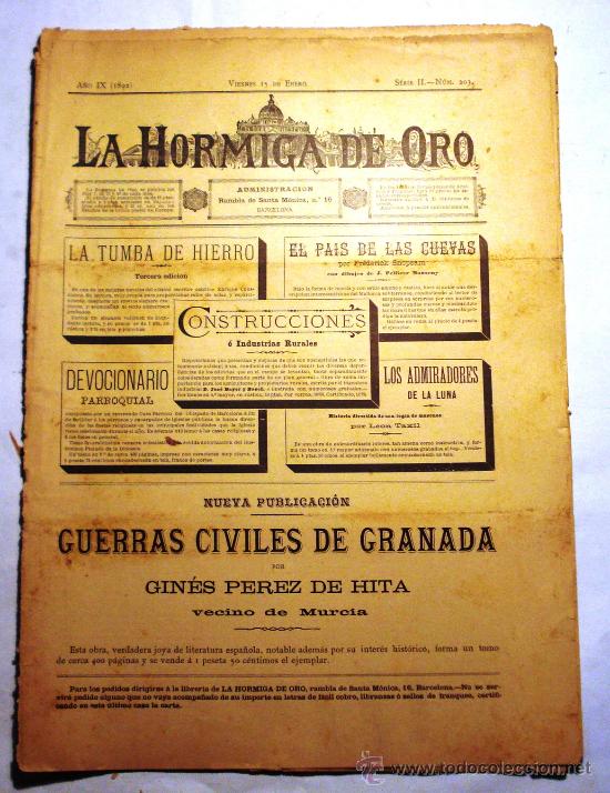 Coleccionismo de revistas y peri&oacute;dicos: REVISTA LA HORMIGA DE ORO -VIERNES 15 DE ENERO 1892 - N&ordm; 203 -