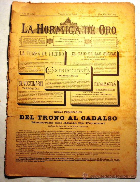Coleccionismo de revistas y peri&oacute;dicos: REVISTA LA HORMIGA DE ORO - 22 DE ENERO 1892 - N&ordm; 34 -