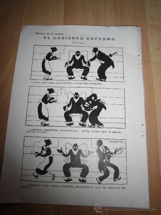 Collectionnisme de Revues et Journaux: EL GOBIERNO ENFERMO POR SILENO HOJA DE REVISTA BLANCO Y NEGRO 1934