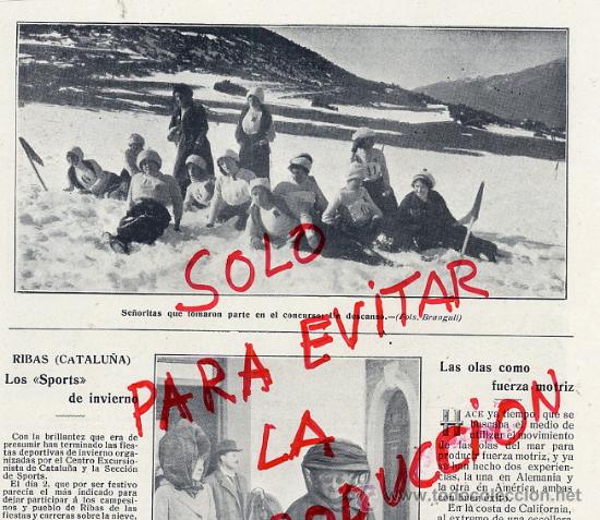 Coleccionismo de revistas y peri&oacute;dicos: RIBAS DE FRESER 1911 CAMPAELLAS ESQUI CONCURSO RETAL HOJA REVISTA