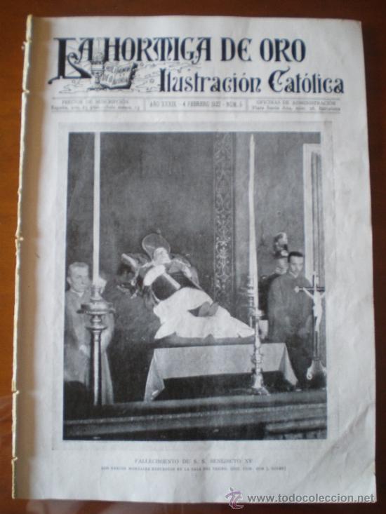 Coleccionismo de revistas y peri&oacute;dicos: LA HORMIGA DE ORO N&ordm; 5 (04/2/22) BENDICTO XV CARDENAL ALMARAZ TOLEDO COLEGIO CARDENALICIO ZITA