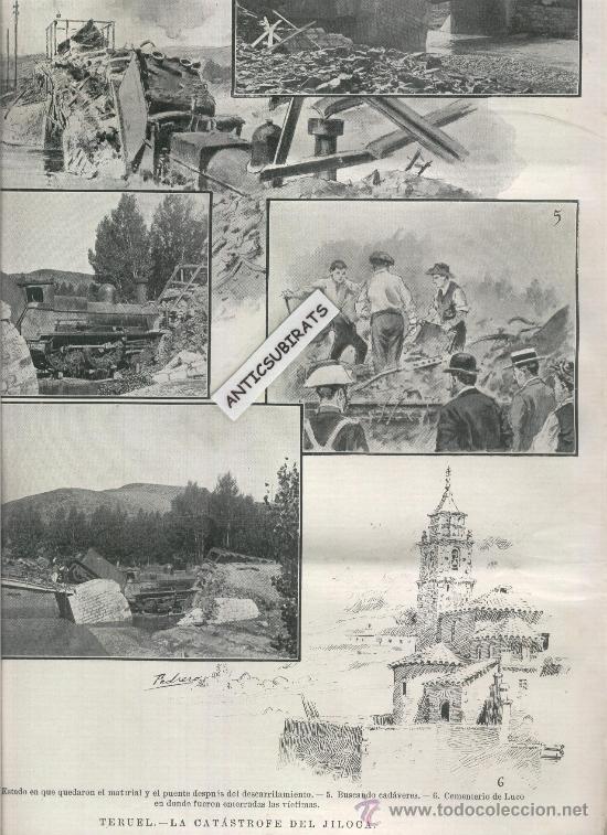 Collectionnisme de Revues et Journaux: REVISTA A&Ntilde;O 1904 TERUEL LA CATASTROFE DEL JILOCA FERROCARRIL DESCARRILAMIENTO  CEMENTERIO DE LUCO