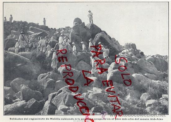 Sammeln von Zeitschriften und Zeitungen: MARRUECOS 1909 SOLDADOS  REGIMIENTO DE MELILLA EN EL AID-AIXA HOJA REVISTA