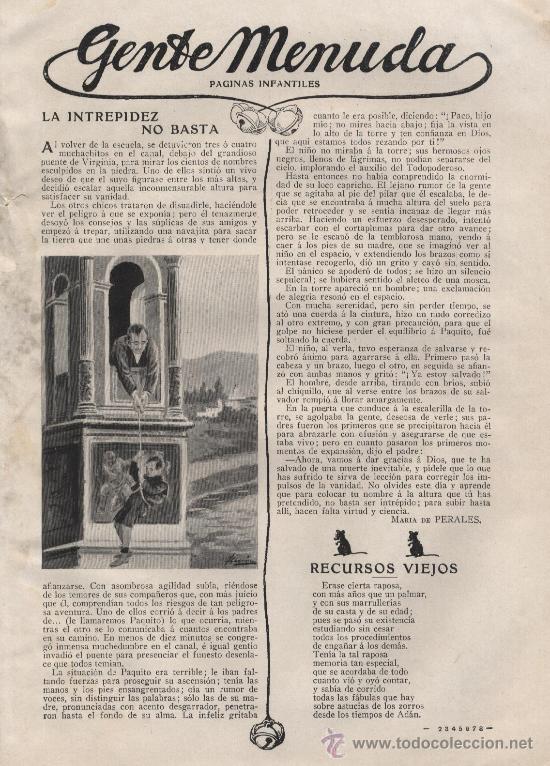 Coleccionismo de revistas y peri&oacute;dicos: La intrepidez no basta / cuento de Mar&iacute;a de Perales  - 1910