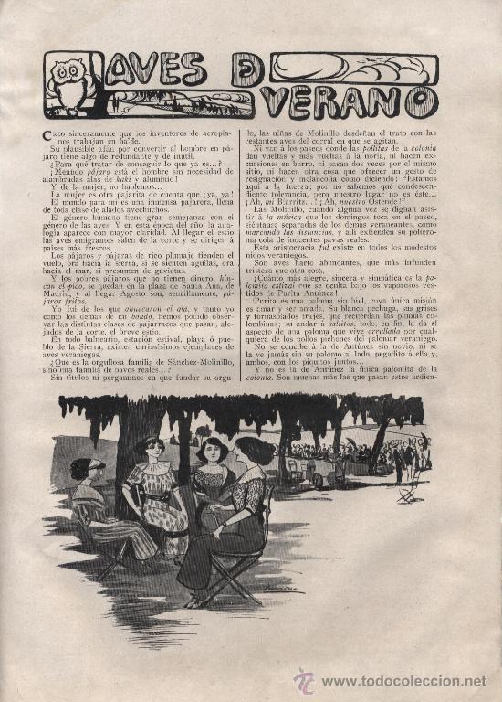 Colecionismo de Revistas e Jornais: Aves de verano / cuento de Luis de Tapia con dibujos de Sancha - 1910