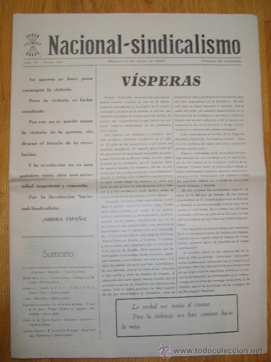Coleccionismo de Revistas y Peri&oacute;dicos: NACIONAL SINDICALISMO N&ordm; 30 - PERIODICO 1937 BURGOS