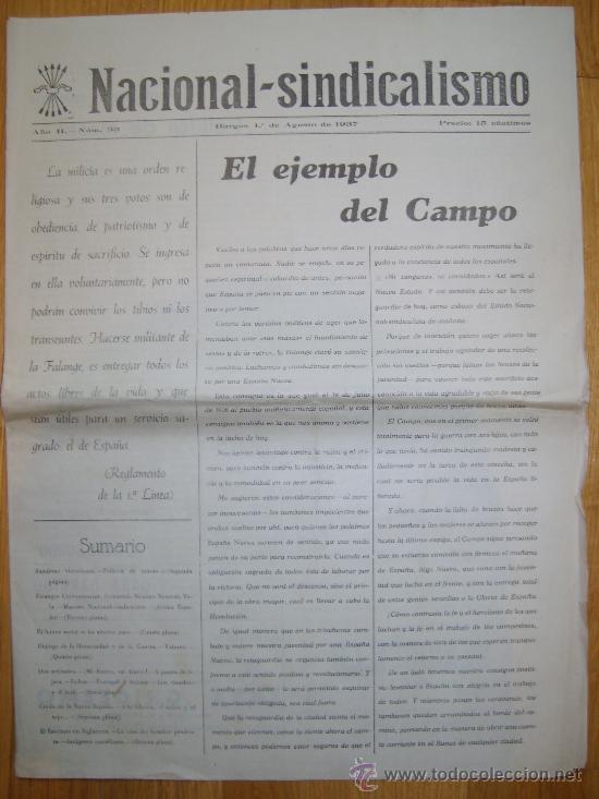 Coleccionismo de Revistas y Peri&oacute;dicos: NACIONAL SINDICALISMO N&ordm; 33 - PERIODICO 1937 BURGOS