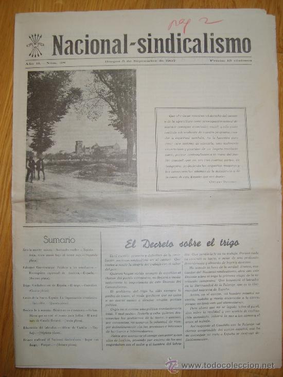 Coleccionismo de Revistas y Peri&oacute;dicos: NACIONAL SINDICALISMO N&ordm; 38 - PERIODICO 1937 BURGOS