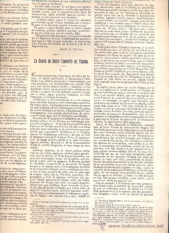 Sammeln von Zeitschriften und Zeitungen: REVISTA A&Ntilde;O 1907 LA CUEVA DE SANTA LEOCADIA EN TOLEDO .CAPILLA. RODRIGO AMADOR DE LOS RIOS