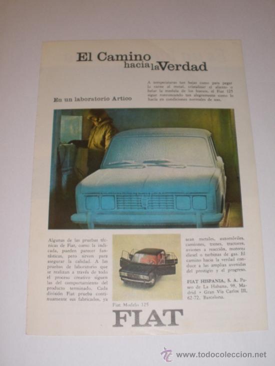 Coleccionismo de Revistas y Peri&oacute;dicos: ANUNCIO PUBLICIDAD FIAT 125. FIAT HISPANIA - PAN AM. LINEAS AEREAS