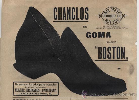 Coleccionismo de Revistas y Peri&oacute;dicos: Publicidad chanclos de goma marca Boston - 1910