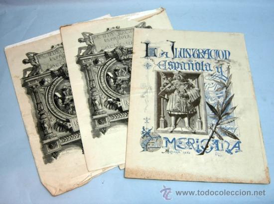 Coleccionismo de revistas y peri&oacute;dicos: 3 l&aacute;minas revista Ilustraci&oacute;n Espa&ntilde;ola Americana 1884