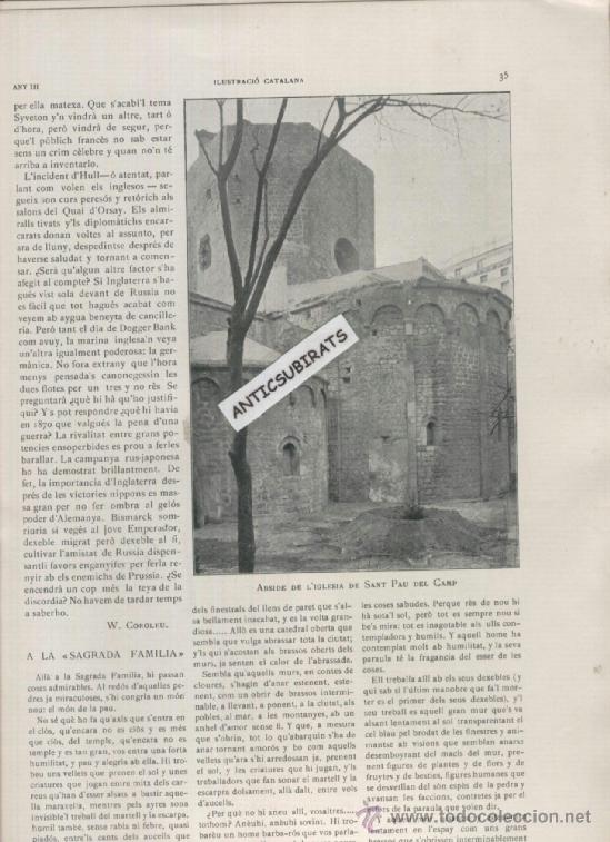 Coleccionismo de revistas y peri&oacute;dicos: REVISTA A&Ntilde;O 1905 IGLESIA SANT PAU DEL CAMP W. COROLEU JOAN MARAGALL SOBRE LA SAGRADA FAMILIA GAUDI
