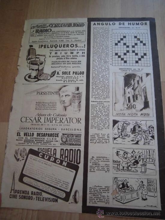 Coleccionismo de Revistas y Peri&oacute;dicos: PUBLICIDAD AGUA DE COLONIA CESAR IMPERATOR/SILLONES TRIUMPH PELUQUEROS HOJA REVISTA SEMANA 1943